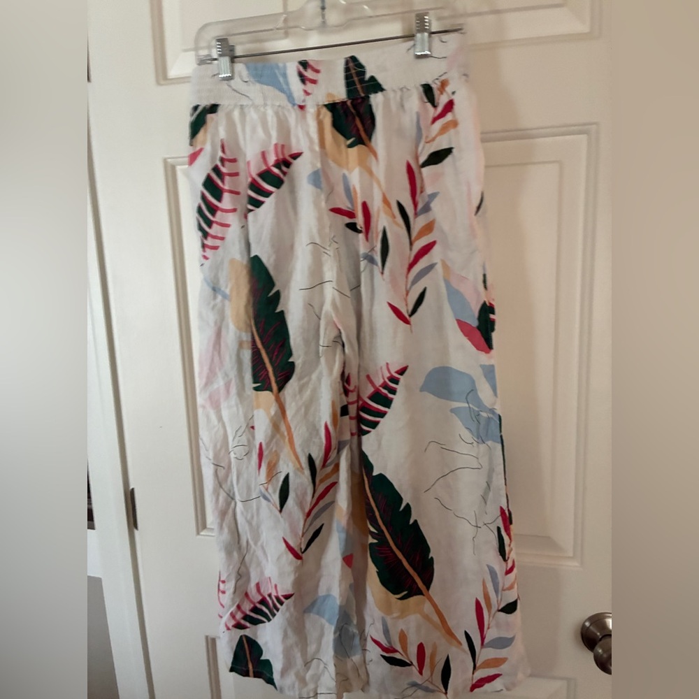 100% Line Women's White Tropical Print Wide leg pants - Picture 9 of 11